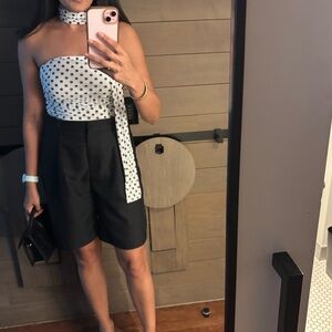 Polka dot tube top with scarf